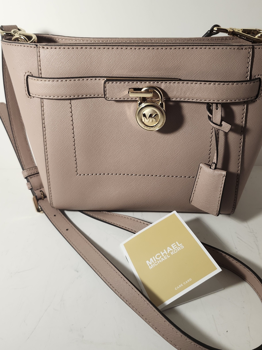Michael Kors Women's Leather Crossbody Bag in Taupe/ Pastel Pink Hamilton - Picture 3 of 16